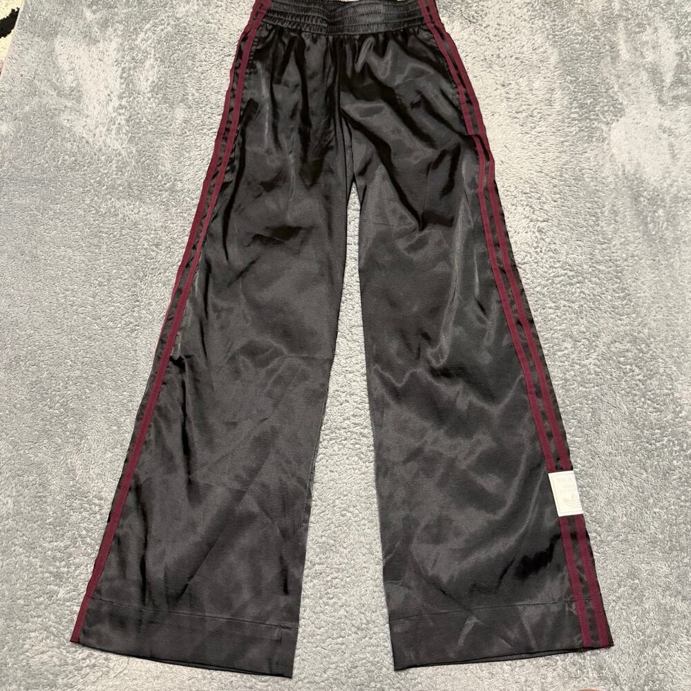 Adidas Adibreak Tearaway Pants Womens XS Black Maroon Snap Button Track Stripes